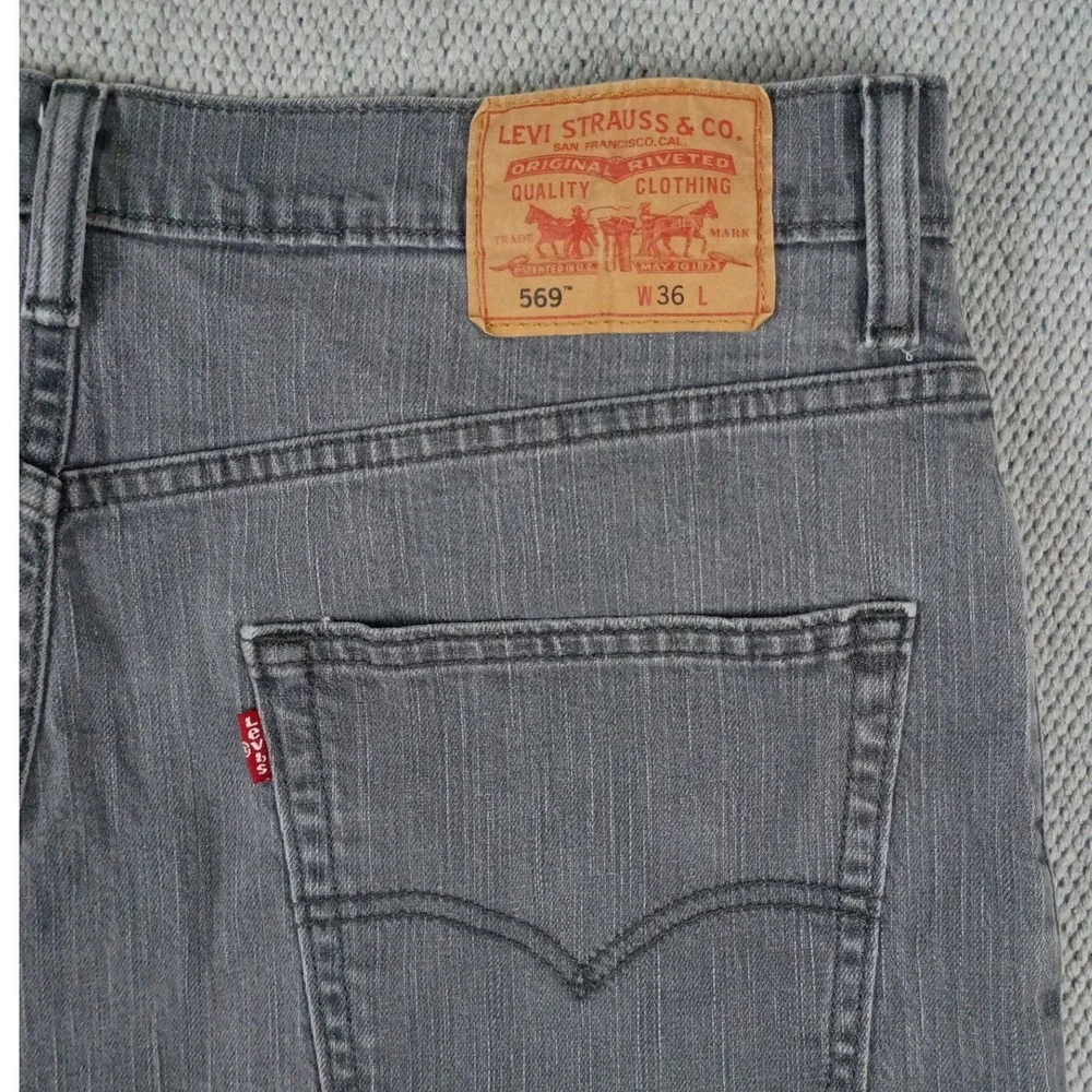 Levi's 569 Denim Shorts Mens 36 Charcoal Grey Loose Straight Fit Jean Shorts‎